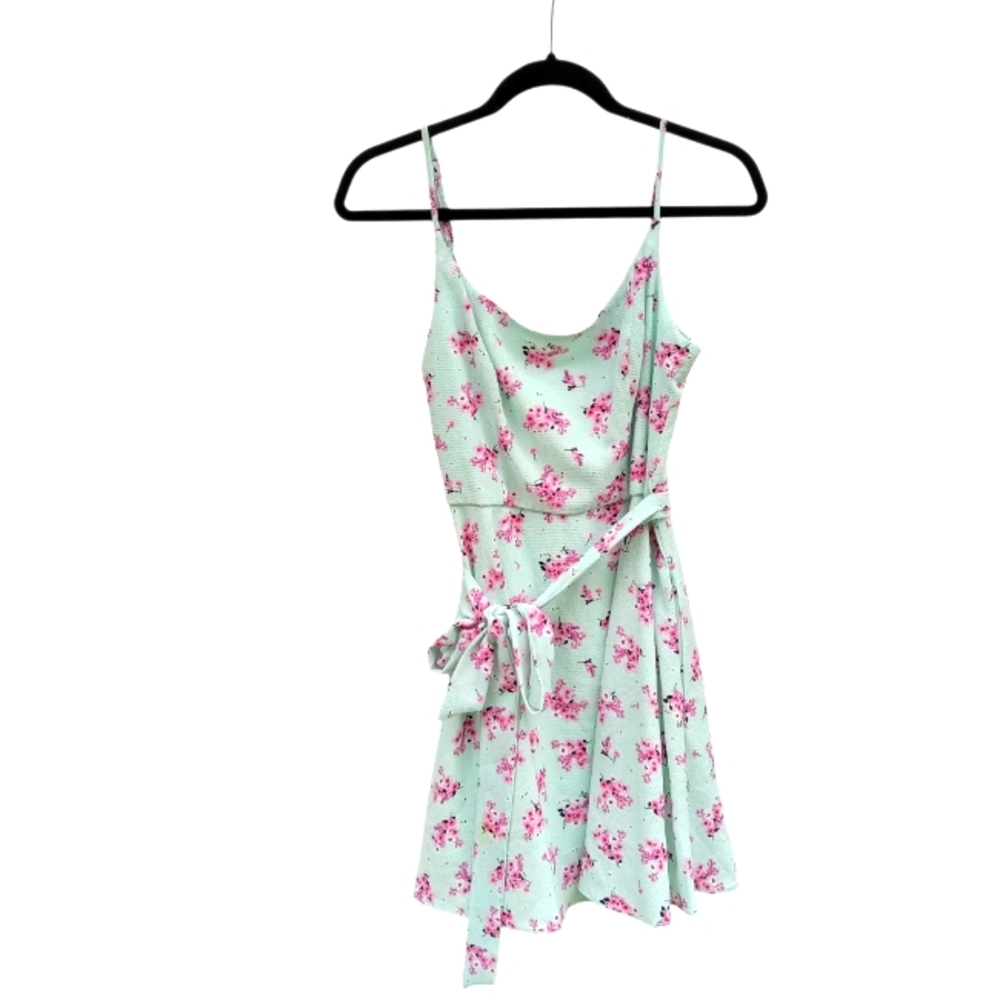 🍁4/$10 Floral Skater Dress Mint Green Pink Size 7 Mini B. Smart Pockets